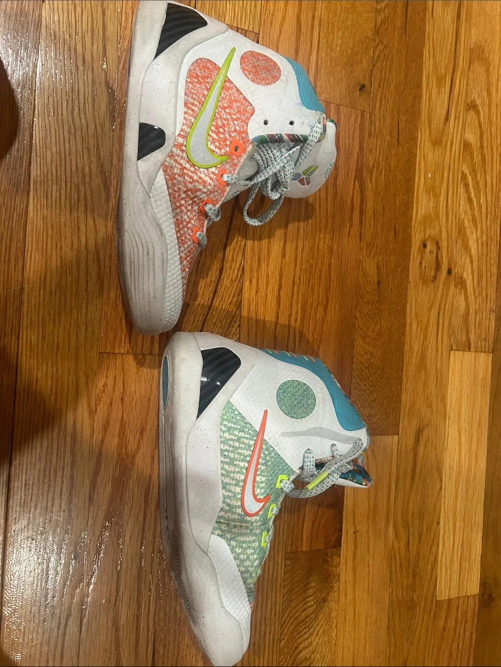 Nike Kids Multicolor High-Top Sneakers with Orange & Teal Accents